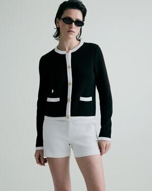 Quince 100% Organic Cotton Preppy Knit Sweater Cardigan Medium